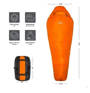 TETON Sports Altos-S 0F Ultralight Mummy Sleeping Bag (Orange) - Picture 1 of 5