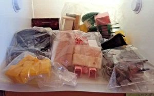 vintage plastic dollhouse furniture large lot few wood pieces - Picture 1 of 6
