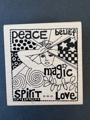 American Art Paula Best Peace Belief Magic Woman Spirit Rubber Stamp PB3008.K - Image 1 of 4