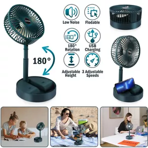 Portable Fan USB Rechargeable Foldable Table Desk Fan Telescopic Floor Mini Fan - Picture 1 of 21