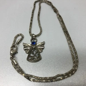 Collar colgante ángel piedra azul tono plata - Imagen 1 de 9
