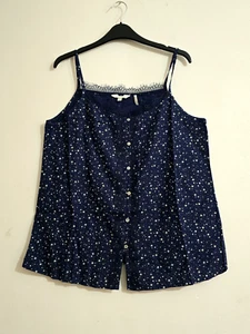 EX Fat Face Women's Sleeveless Star Print Jersey Vest In Navy (Defect) - Picture 1 of 6