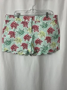Crown and Ivy Pastel Coral Beach Print Shorts Women’s Size 16 Travel Casual(B14) - Picture 1 of 3
