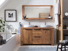 Badmöbel Set Auckland Waschtisch mit Spiegel Holz Akazie Badezimmer Massivholz