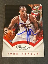John Henson Signed 2013-14 Panini Prestige Card Auto Bucks NBA Autograph COA