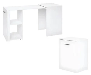 Schreibtisch ausziehbar Laptoptisch Bürotisch Computertisch Arbeitstisch Weiß - Bild 1 von 1