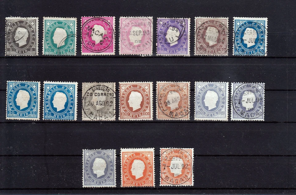 MACAO MACAO 1887 LUIS I AFINSA 32-41 COMPL. JUEGO + TONOS DE COLOR 17 SELLOS Foto 1 de 1