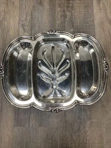 RARE Silver Plate Roaster Platter Sheffield Design Reproduction Community Footed - Picture 1 of 8