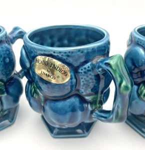 5 Pieces Vintage Blue Mood Indigo Inarco Japan Porcelain 3 Cups, Creamer/Sugar - Picture 1 of 14
