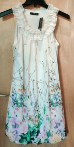 Quiz Clothing White Floral Printed Glitter Bubble Hem Ruffle Dress Size UK8 BNWT - Picture 1 of 11