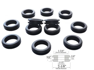 12-Pack of Rubber Grommets: 1-1/2 Inside Diameter, 1/4 Groove, Fits 1-3/4 Hole - Picture 1 of 4