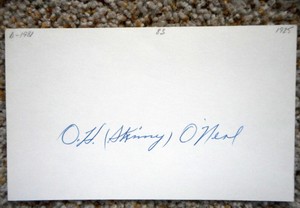 Oran H. Skinny O'Neal signed card - Phillies debut 1925