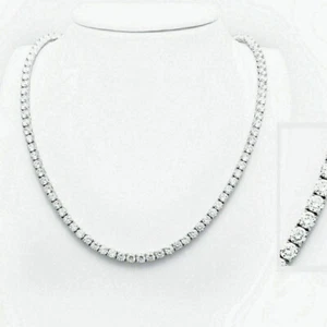 20Ct Round Cut Lab Created Diamond Women's Tennis Necklace 14K White Gold Plated - Picture 1 of 9