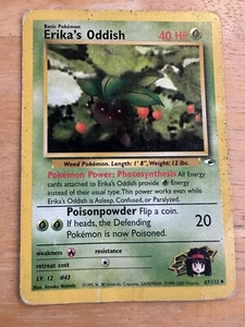 Erika's Oddish 47/132 Gym Heroes Pokemon Card Vintage WOTC Heavy Play - Picture 1 of 2
