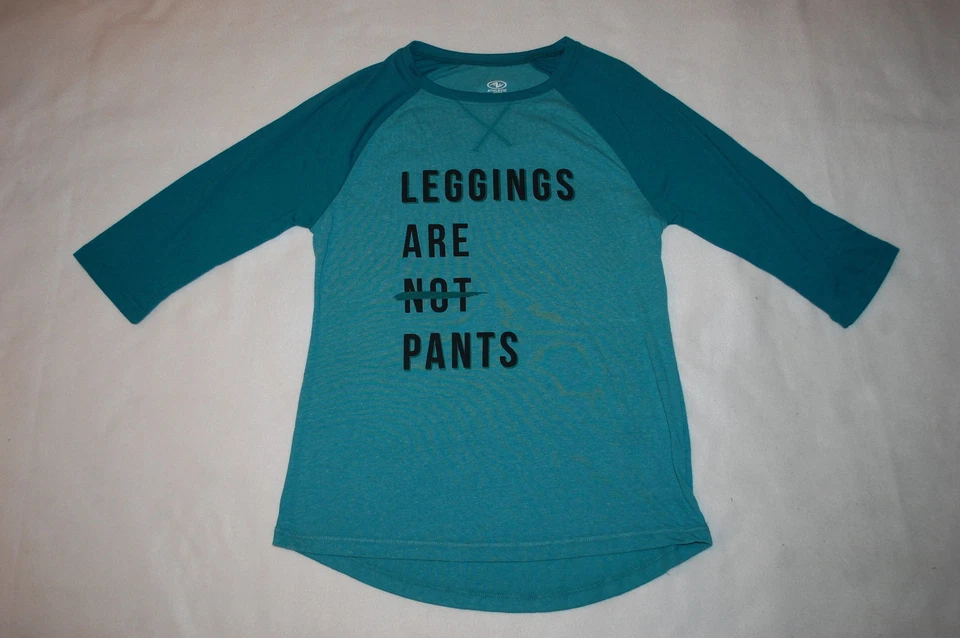 Camiseta deportiva raglán para mujer LEGGINGS SON (NO) PANTALONES 2 tonos verde azulado S 4-6 Foto 1 de 1