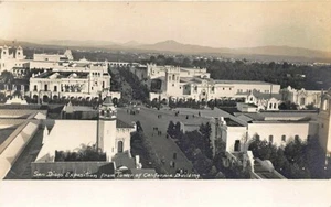 San Diego CA Exposition From Tower of California Building Real Photo Postcard - Picture 1 of 2