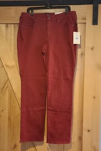 ¡Nuevo! Pantalones de mezclilla NYDJ Marilyn talla 14 rectos elásticos elevados rojos - Imagen 1 de 14