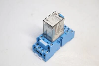 NEUF : Relais FINDER 55.34.9.024.0040 / Relais 24Vdc 10A 4 inverseur + SUPPORT - Photo 1/4