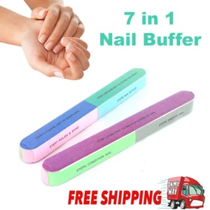 7 Way Professional Natural Nail File Straight Buffer Sanding Buffering Block - Picture 1 of 3