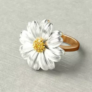 Elegantes anillos enchapados en oro amarillo de 18k con flores para mujer circonio circular talla 6-10 - Imagen 1 de 5