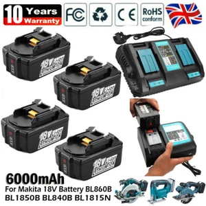 Batería/Cargador para Batería Makita 18V BL1860B 6.0Ah BL1850B BL1840 BL1815N LXT - Imagen 1 de 44