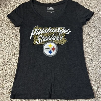 NFL Pittsburgh Steelers Short Sleeve T Shirt Women's Medium Grey - Image 1 of 4