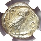 Starożytne Ateny Grecja Atena Sowa AR Tetradrachma Moneta 440 p.n.e. - Certyfikowana NGC XF