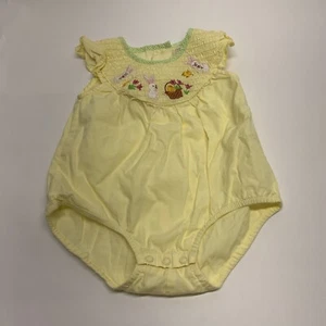 Loffee Apple Ostern Frühling 6m gesmokt gelb Bubble Baby Strampler Einteiler - Bild 1 von 7