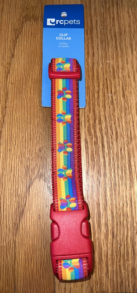 RC Pets 1-1/2 Inch Wide Adjustable Dog Clip Collar, Medium, Rainbow Paws - Image 1 of 3