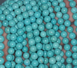 8MM TURQUOISE HOWLITE GEMSTONE ROUND LOOSE BEADS 15.5" - Picture 1 of 4