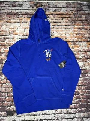 Moletom com capuz New Era x Dodgers novo com etiquetas logotipo floral masculino GG Los Angeles - Imagem 1 de 4