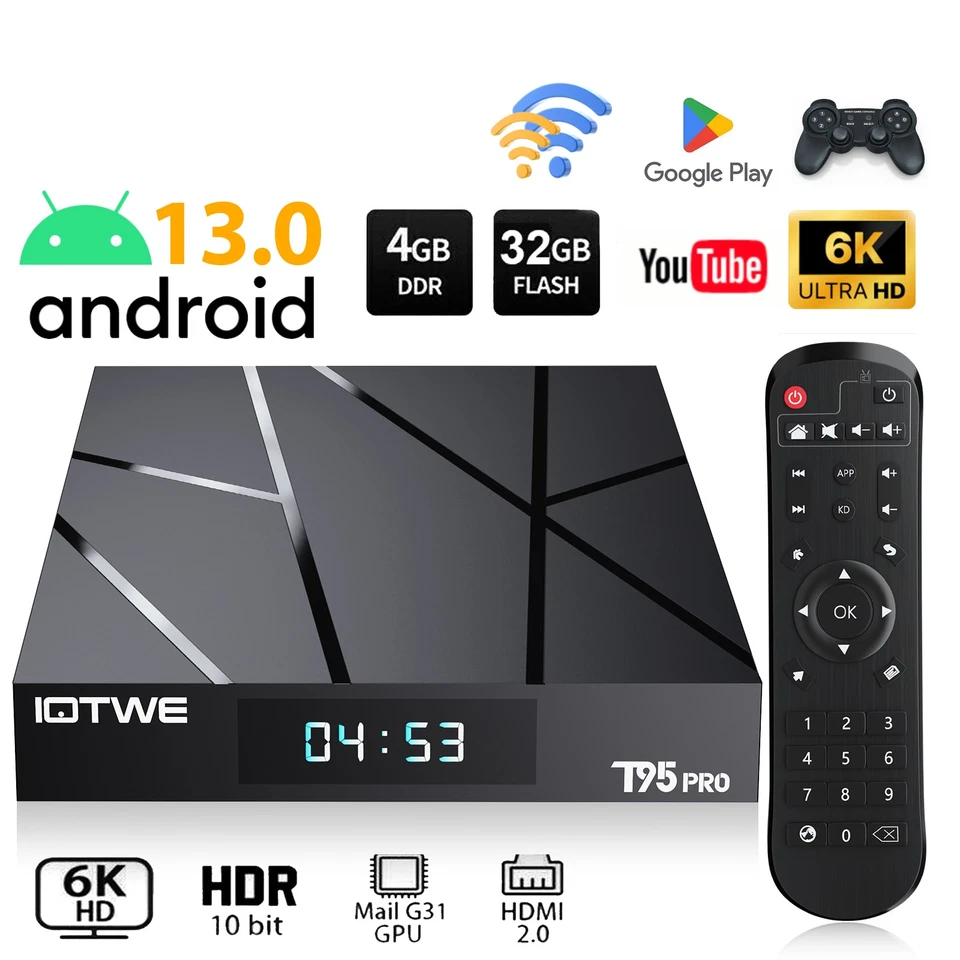 NEU Android 14.0 Smart TV BOX 4GB 128GB WIFI6 Netzwerk Media Player Quad Core DE - Bild 1 von 4