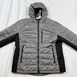 GUESS Los Angeles XXL Puffer Jacke Herren XXL grau gesteppt Full Zip Kapuze Mantel - Bild 1 von 13