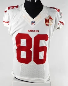 Camiseta deportiva blanca emitida por el juego 2016 de los San Francisco 49ers Kyle Nelson #86 parche 70 42 5 - Imagen 1 de 10