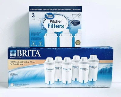 Brita & Great Value Pitcher Filters - 8 Filters - All fit Brita Pitchers - Image 1 of 4