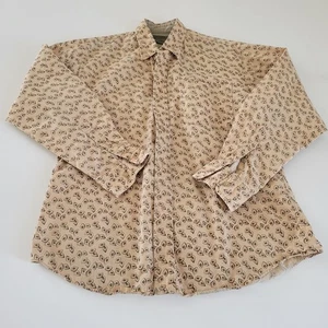 Vintage Calvin Klein Long Sleeve Button Up Shirt Diamond Avocado Pattern Med EUC - Picture 1 of 9