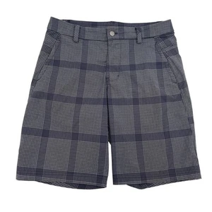 Lululemon Shorts Mens 34 Navy Blue Plaid Dress Golf Chino Lightweight Athletic - Picture 1 of 7