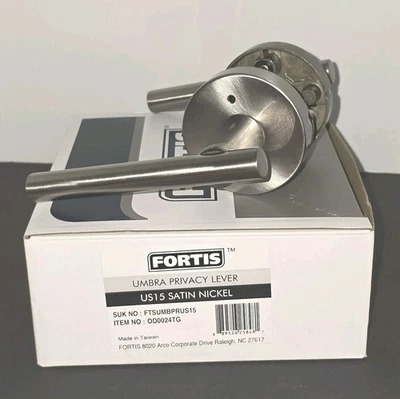 Fortis Umbra Privacy Lever US15 Satin Nickel OD0024TG FTSUMBPRUS15 Door Handle  - Image 1 of 4