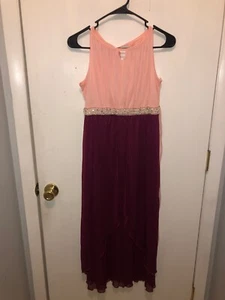 NEW Poppies and Roses Girls SZ 14 Formal Maxi Dress Bling & Pearl Accented Waist - Picture 1 of 4