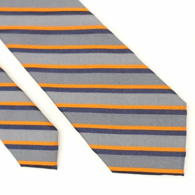 Corbata de seda ajustada Calvin Klein gris naranja azul a rayas tejida a lunares Foto 1 de 4
