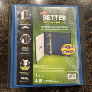 Staples 1 1/2" 3-Ring Better Binder Blue (13400) 648825 NEW. Excellent Binder - Picture 1 of 3
