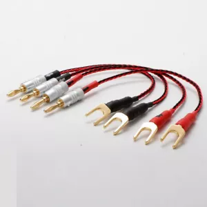 7N Kupfer versilbert Lautsprecher Jumper Kabel mit vergoldetem Bananen-/Spatenstecker - Bild 1 von 6