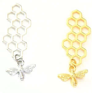 COLGANTE CHARM LINK PANAL 3D ABEJA TALLADA 46mm x 16mm ELIGE CHAPADO 5 piezas - Imagen 1 de 3