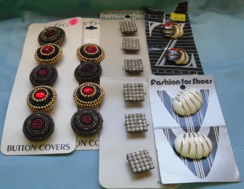 Ladies' Accessories 19 Vintage Shoe Buttons Covers Rhinestones Nice LOT! Cover