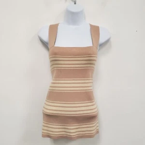 Heartloom Anthropologie Womens Knit Tank Top Size S Beige Square Neck Preppy NWT - Picture 1 of 10