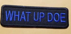 Besticktes Detroit What Up Doe Namensschild blau Aufnäher ca. 1,25 x 4 Zoll - Bild 1 von 2