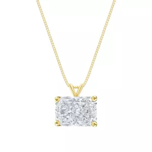 IGI F/VVS 2 Kt IGI Radiant Lab Grown Diamond East-West Collier 14K Gelbgold - Bild 1 von 2