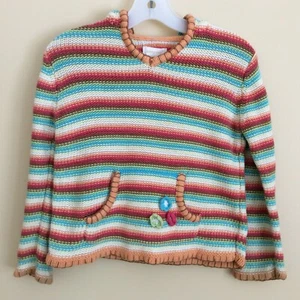 Savannah Girls Stripe Pullover Hooded Sweater Large 6 - Picture 1 of 7