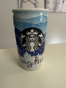 Bicchiere ceramica Starbucks inverno Natale VA Virginia 12 once *NO COPERCHIO* - Foto 1 di 4