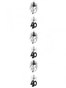 SILVER 40 CASCADE COLUMN  - TIME TO PARTY BIRTHDAY DANGLING DECORATION - #993528 - Picture 1 of 2
